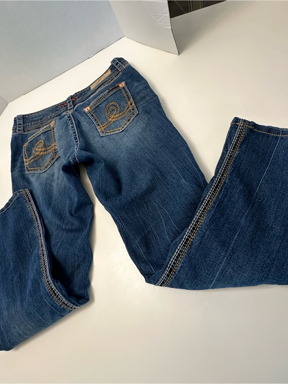 Women’s Dark Blue Embellished Pocket Jeans x3 size 10 1 pair capri, boot cut - Picture 5 of 16